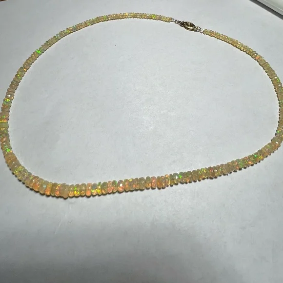 ETHIOPIAN WELO OPAL 16” NECKLACE WITH 14K SECURITY CLASP - Picture 3 of 12